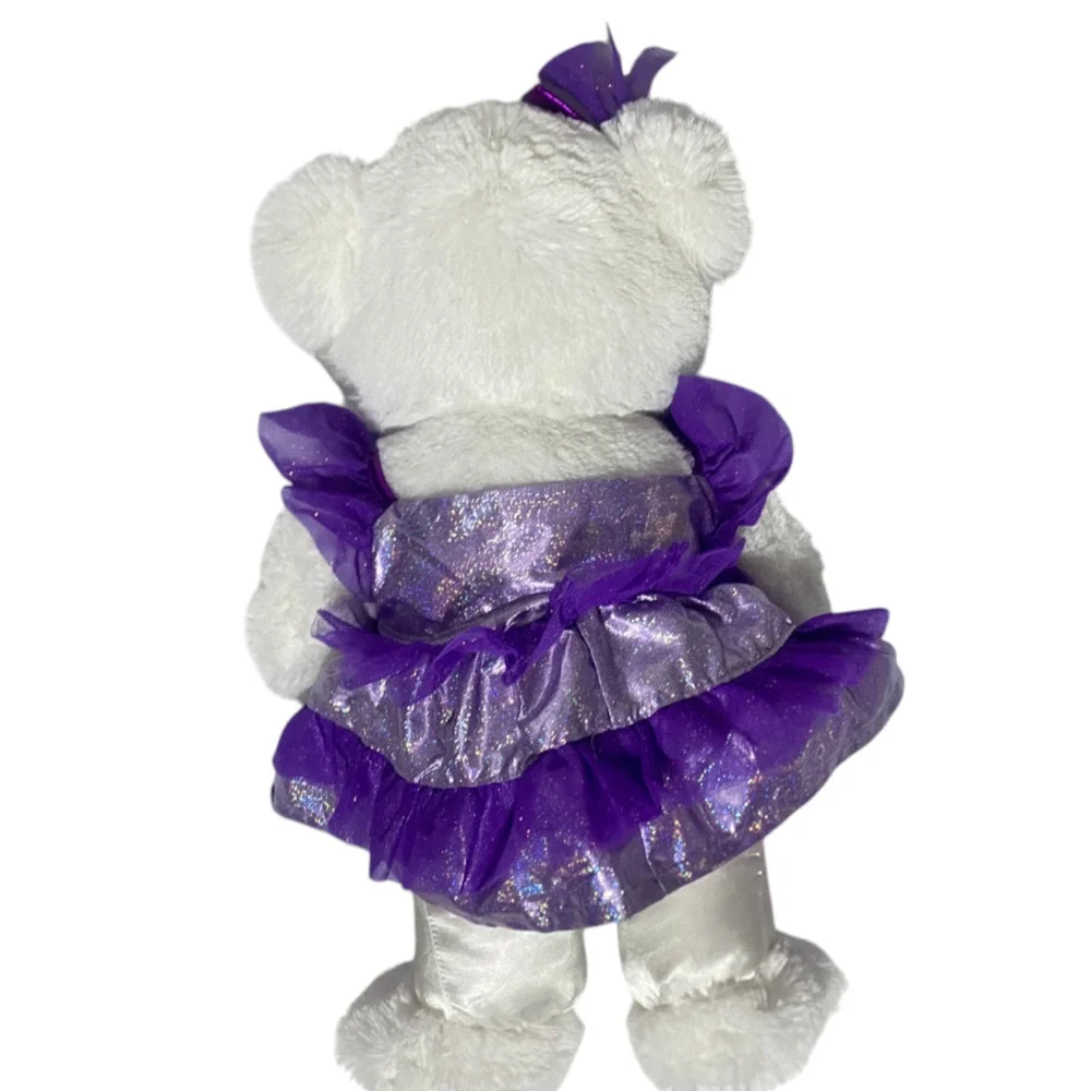 2025 Holiday Time Snowflake Girl Teddy Bear Sparkle Purple Dress Bow 20